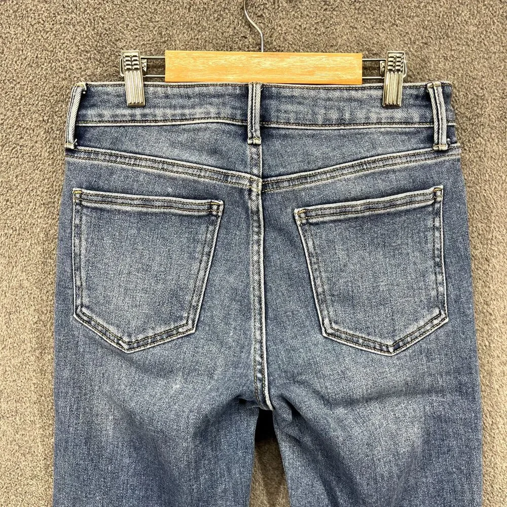JBD Jeans Y2K Womens 26 Blue‎ Frayed Raw Hem Flared Cropped Youth